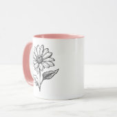 ヴィンテージヒマワリ黒白 マグカップ (正面左)