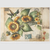 ヴィンテージヒマワリ&ハミングバードデコップエフエメラ 薄葉紙 (正面)