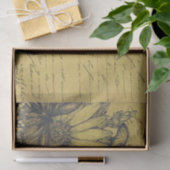 ヴィンテージヒマワリ、蝶フランスの、スクリプト金ゴールド 薄葉紙 (ギフト)