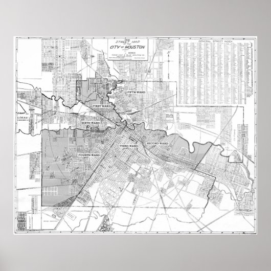 ヴィンテージヒューストンの地図(1920年) ポスター (正面)