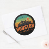 ヴィンテージヒューストンシティテキサス州スカイラインレトロサンセット ラウンドシール (封筒)