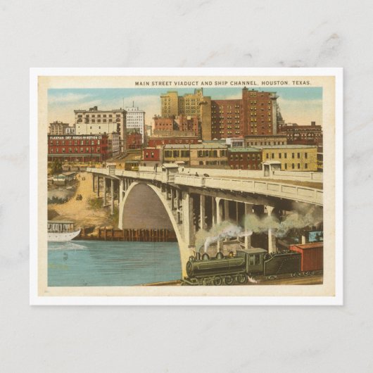 ヴィンテージヒューストンテキサス州メインセントビアドクトチャンネル ポストカード (正面)