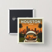 ヴィンテージヒューストンテキサス州 缶バッジ (正面&裏面)