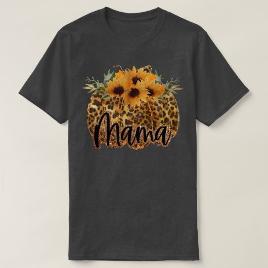 ヴィンテージヒョウかぼちゃママひまわり花秋オータム Tシャツ (デザイン正面)