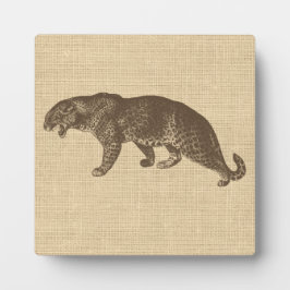 ヴィンテージヒョウイラストレーション卓上 フォトプラーク