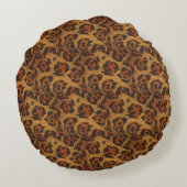 ヴィンテージヒョウ印刷 ラウンドクッション (裏面)