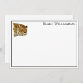 ヴィンテージヒョウ斑点キャットヘッド ノートカード (正面/裏面)