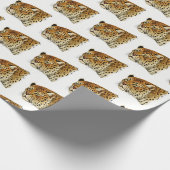 ヴィンテージヒョウ斑点キャットヘッド ラッピングペーパー (角)