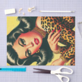 ヴィンテージヒョウ柄の少女 薄葉紙 (クラフト)