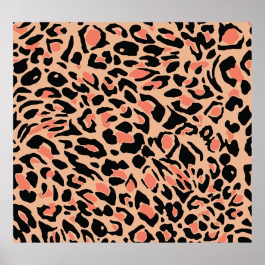 ヴィンテージヒョウ柄デザイン ポスター (正面)