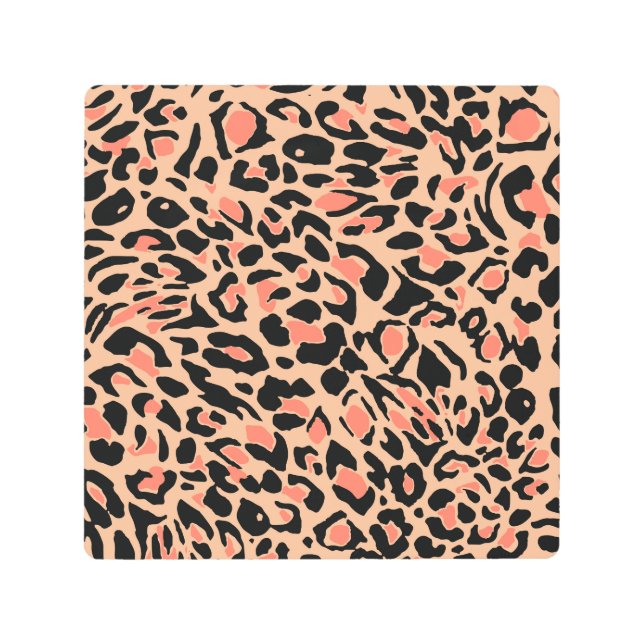 ヴィンテージヒョウ柄デザイン メタルプリント (正面)