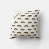 ヴィンテージヒョウ柄名前をカスタムする クッション (裏面)