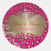 ヴィンテージヒョウ真珠の渦巻き結婚式用シール ラウンドシール (正面)