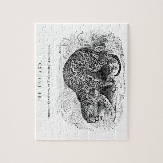 ヴィンテージヒョウ野生動物イラストレーション ジグソーパズル (縦)