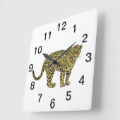 ヴィンテージヒョウ・チーター斑点のある猫スケッチ スクエア壁時計 (傾斜)