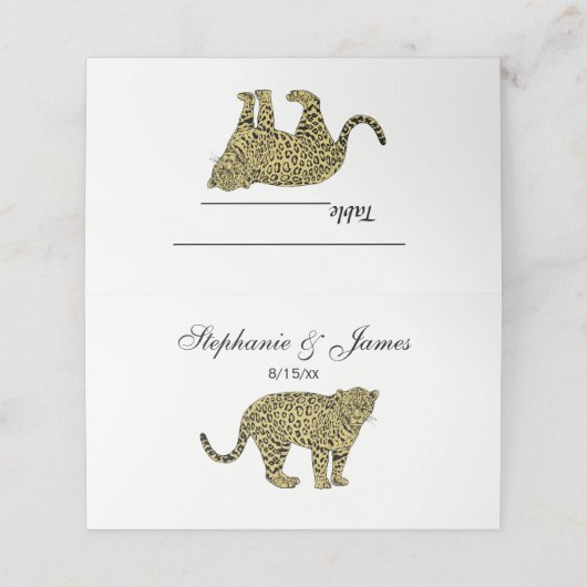 ヴィンテージヒョウ・チーター斑点のある猫スケッチ プレイスカード (外部開封)