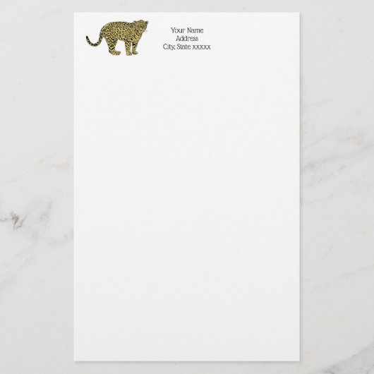 ヴィンテージヒョウ・チーター斑点のある猫スケッチ 便箋 (正面)