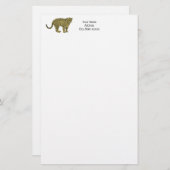 ヴィンテージヒョウ・チーター斑点のある猫スケッチ 便箋 (正面/裏面)