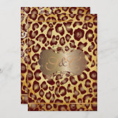 ヴィンテージヒョウ+パールスワール結婚式招待状 招待状 (正面/裏面)