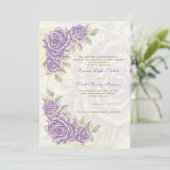 ヴィンテージヒラメ紫バラ結婚式招待状 招待状 (スタンド正面)