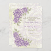 ヴィンテージヒラメ紫バラ結婚式招待状 招待状 (正面/裏面)