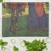 ヴィンテージヒーロープリンスナイト輝くアーマープリンセス キッチンタオル (折り畳み)