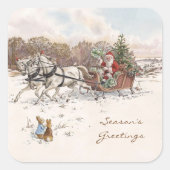 ヴィンテージビアトリックスポッタークリスマスグリーティングホリデー スクエアシール (正面)