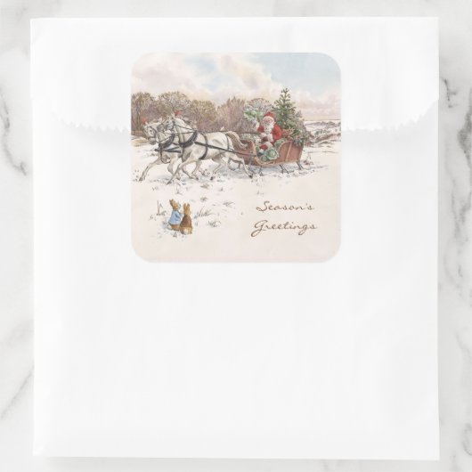 ヴィンテージビアトリックスポッタークリスマスグリーティングホリデー スクエアシール (バッグ)