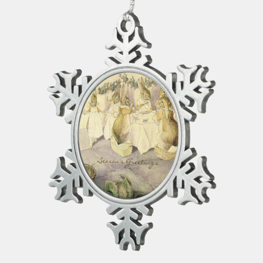 ヴィンテージビアトリックスポッタークリスマスラビッツ スノーフレークピューターオーナメント (右)