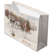 ヴィンテージビアトリックスポッターラビットとサンタクリスマス ラージペーパーバッグ (正面アングル)