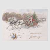 ヴィンテージビアトリックスポッターラビットとサンタクリスマス 薄葉紙 (正面)