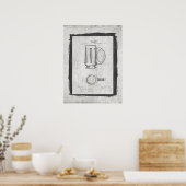 ヴィンテージビアマグ特許イラストレーション ポスター (キッチン)