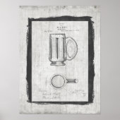 ヴィンテージビアマグ特許イラストレーション ポスター (正面)