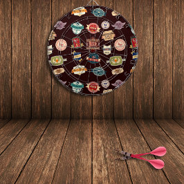 ヴィンテージビアラベルのコラージュ ダーツボード