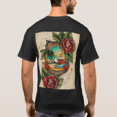 ヴィンテージビア：アメリカ伝統的タトゥーデザイン Tシャツ (裏面)