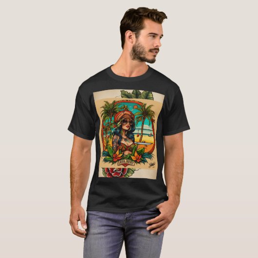 ヴィンテージビア:アメリカ伝統的タトゥーデザイン Tシャツ (正面フル)