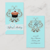 ヴィンテージビクトリアファンシーブティックブルー名刺 名刺 (正面/裏面)