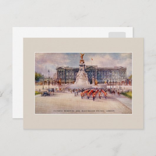 ヴィンテージビクトリアメモリアルバッキンガムパレスアート ポストカード (正面/裏面)