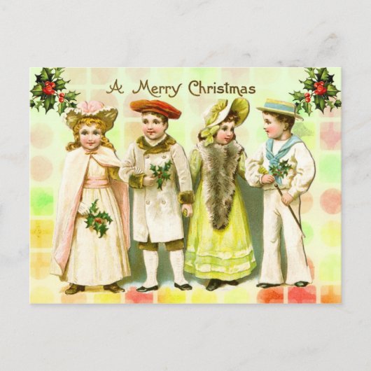 ヴィンテージビクトリアンからのクリスマスの挨拶 シーズンポストカード (正面)