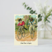 ヴィンテージビクトリアンが自転車に乗る ポストカード (スタンド正面)