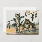 ヴィンテージビクトリアンとフクロウ ポストカード (正面/裏面)