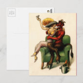 ヴィンテージビクトリアンと女性はがき ポストカード (正面/裏面)