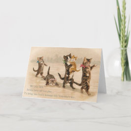 ヴィンテージビクトリアンな猫の子ネコのバレンタインデー シーズンカード
