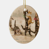 ヴィンテージビクトリアンな猫の子ネコのバレンタインデー セラミックオーナメント (右)