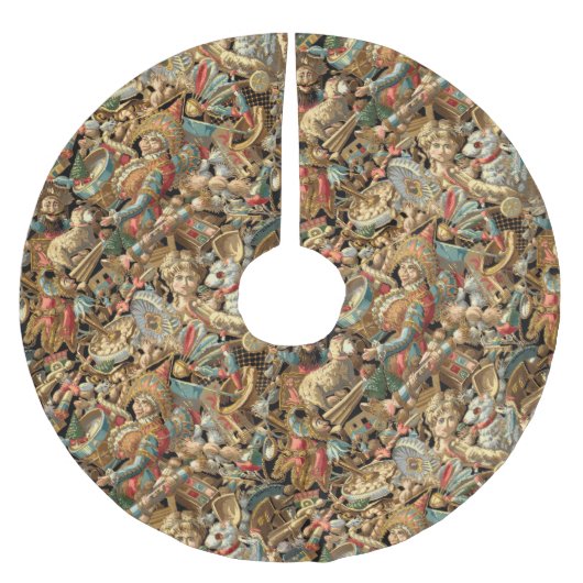 ヴィンテージビクトリアンのおもちゃパターン ブラッシュドポリエステルツリースカート (正面)