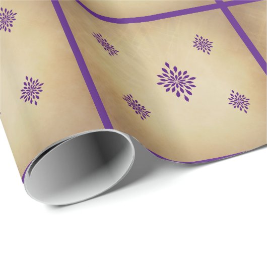 ヴィンテージビクトリアンのエレガント金ゴールドと紫 ラッピングペーパー (ロールコーナー)