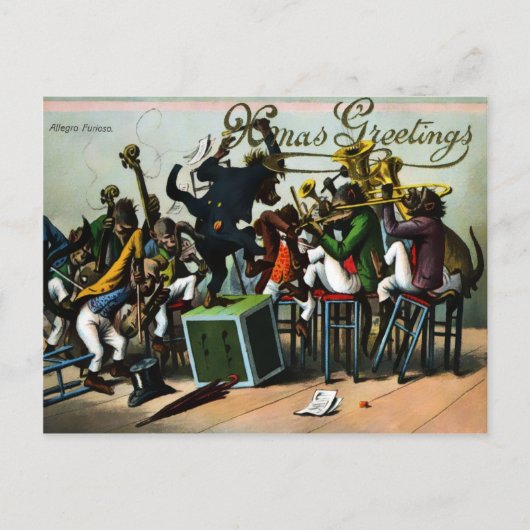 ヴィンテージビクトリアンのクリスマス葉書 ポストカード (正面)