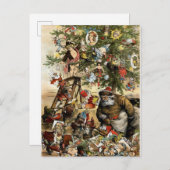 ヴィンテージビクトリアンのクリスマス葉書 ポストカード (正面/裏面)