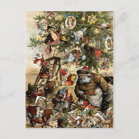 ヴィンテージビクトリアンのクリスマス葉書 ポストカード (正面)