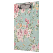 ヴィンテージビクトリアンのシック淡い色のブルーフローラ赤 クリップボード (左)